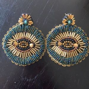 Green and gold earrings